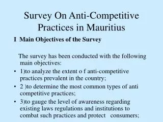 Survey On Anti-Competitive Practices in Mauritius