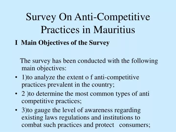 survey on anti competitive practices in mauritius