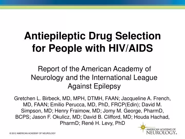 antiepileptic drug selection for people with hiv aids