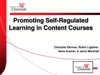 Promoting Self-Regulated Learning in Content Courses