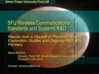 SFU Wireless Communications Standards and Systems R&amp;D