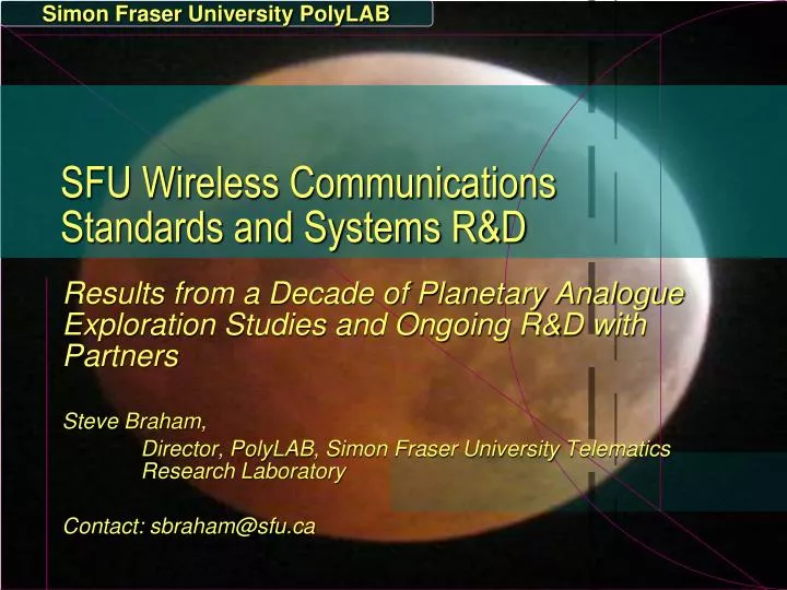 sfu wireless communications standards and systems r d