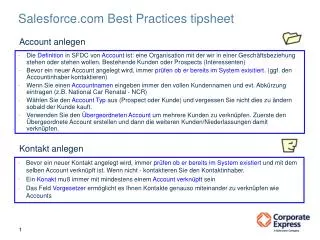 Salesforce Best Practices tipsheet