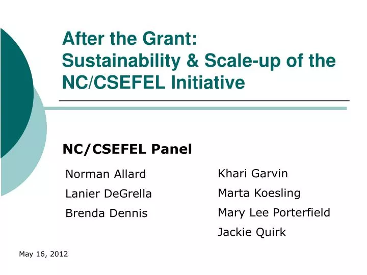 after the grant sustainability scale up of the nc csefel initiative