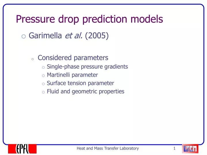 pressure drop prediction models