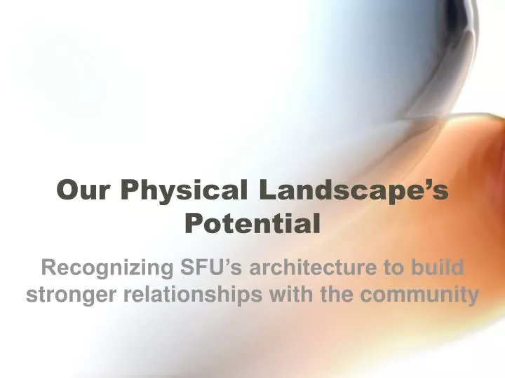 our physical landscape s potential