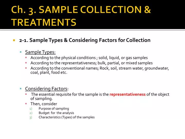 ch 3 sample collection treatments