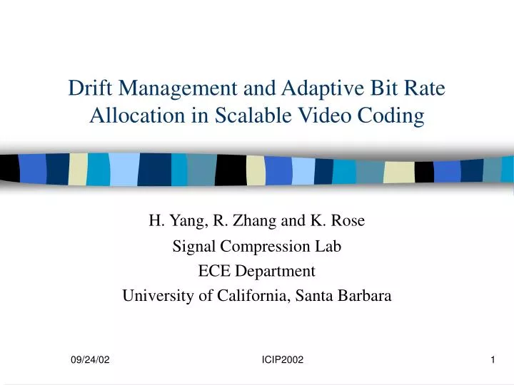 drift management and adaptive bit rate allocation in scalable video coding