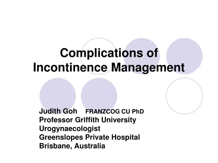 complications of incontinence management