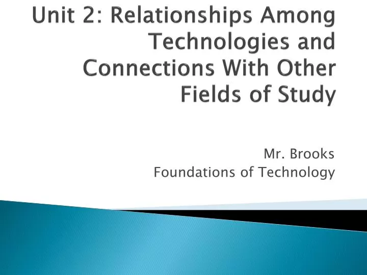unit 2 relationships among technologies and connections with other fields of study