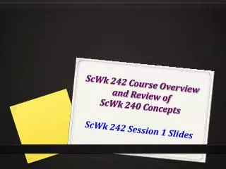 ScWk 242 Course Overview and Review of ScWk 240 Concepts