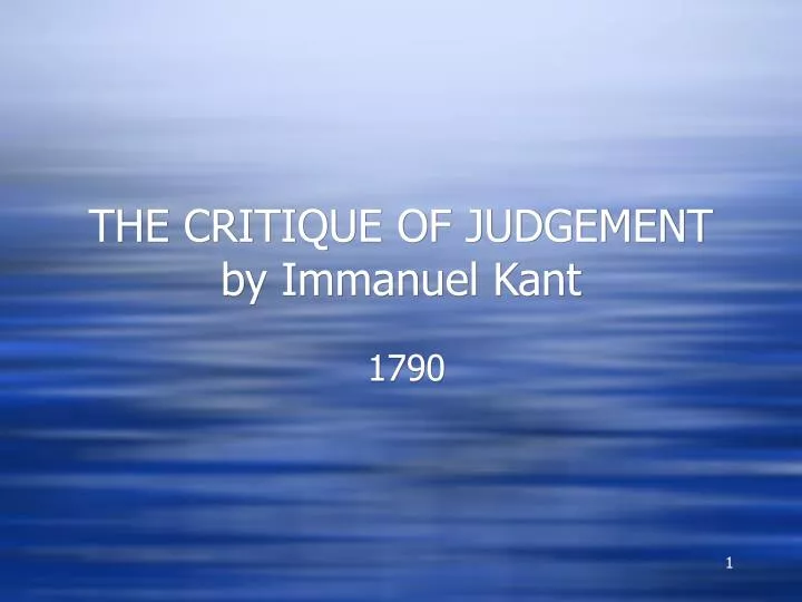 the critique of judgement by immanuel kant