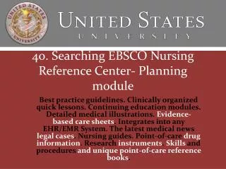 40. Searching EBSCO Nursing Reference Center- Planning module