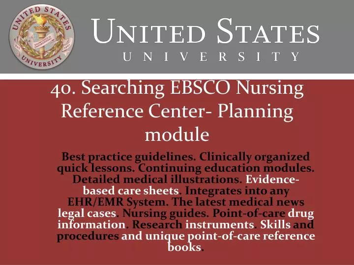 40 searching ebsco nursing reference center planning module