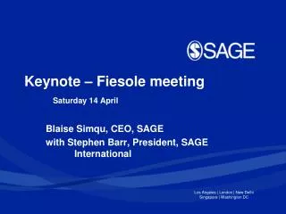 Keynote – Fiesole meeting Saturday 14 April