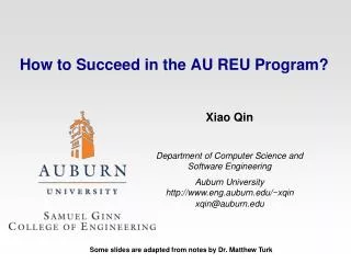 How to Succeed in the AU REU Program?