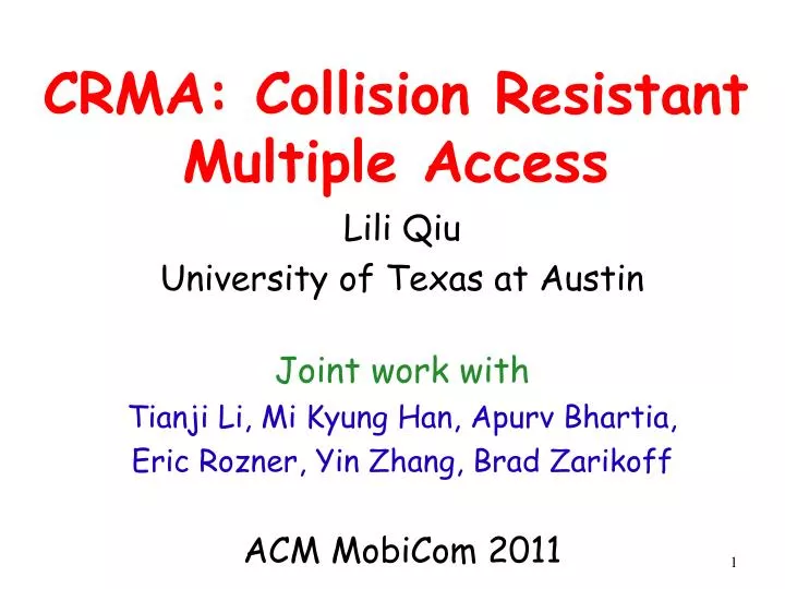 crma collision resistant multiple access