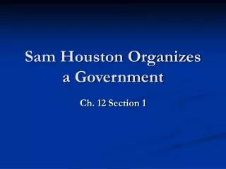 Sam Houston Organizes a Government