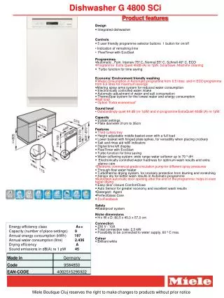 Dishwasher G 4800 SCi
