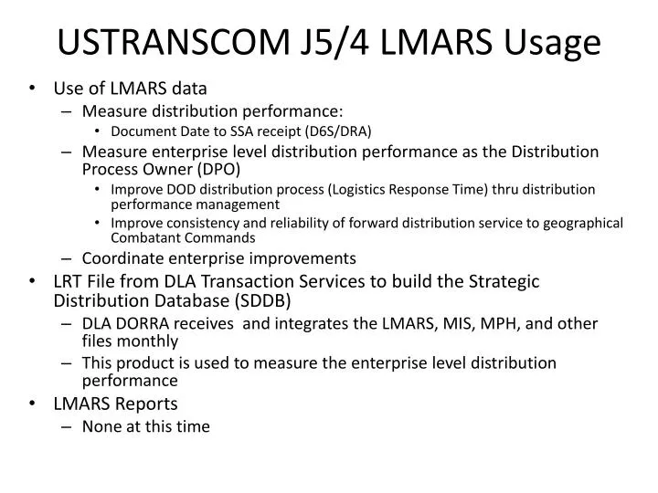 ustranscom j5 4 lmars usage