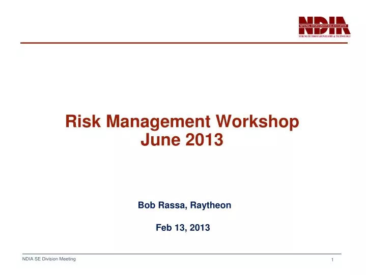 risk management workshop june 2013