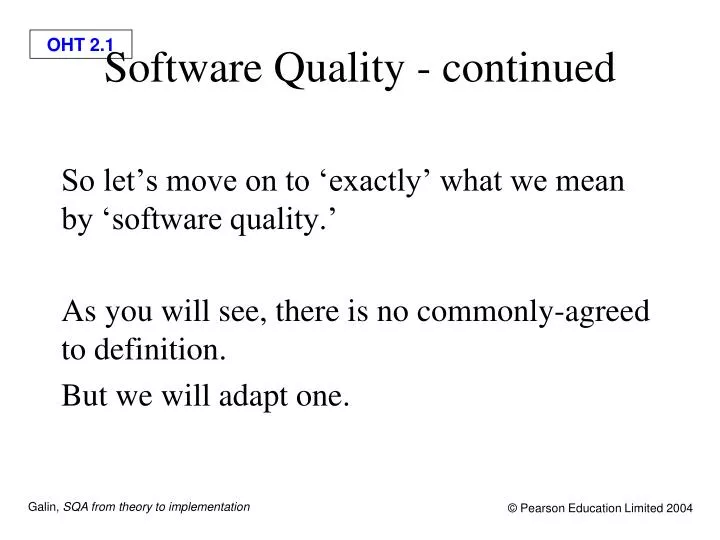 software quality continued
