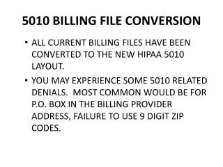 5010 BILLING FILE CONVERSION