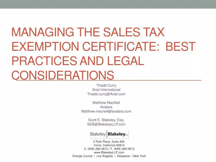 managing the sales tax exemption certificate best practices and legal considerations