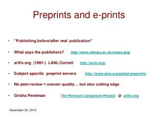 Preprints and e-prints