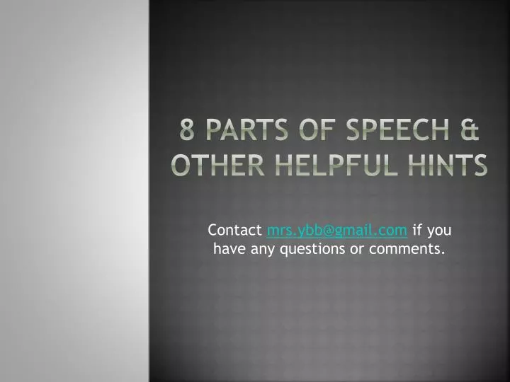 8 parts of speech other helpful hints