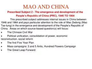 MAO AND CHINA