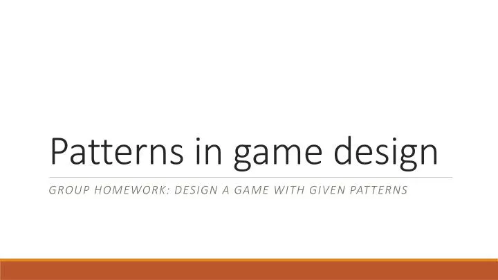 patterns in game design