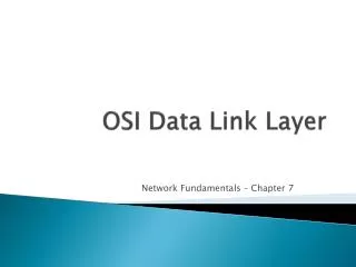 OSI Data Link Layer