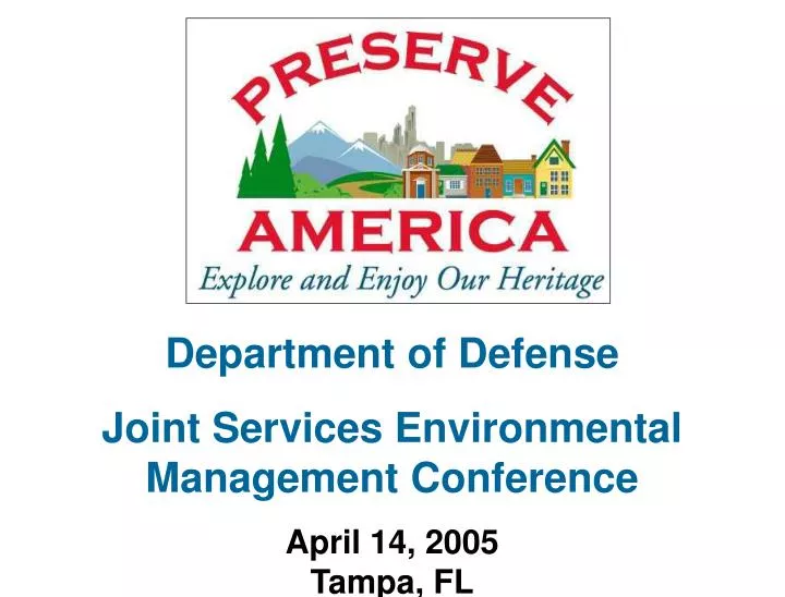department of defense joint services environmental management conference april 14 2005 tampa fl