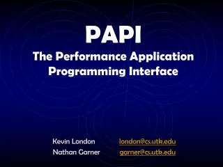PAPI The Performance Application Programming Interface