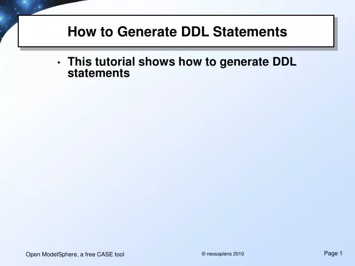 how to generate ddl statements
