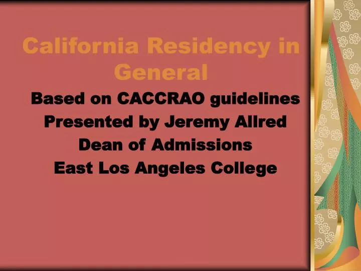 california residency in general