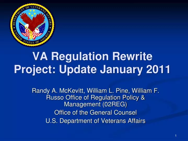 va regulation rewrite project update january 2011