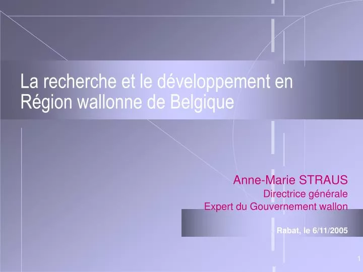 anne marie straus directrice g n rale expert du gouvernement wallon rabat le 6 11 2005