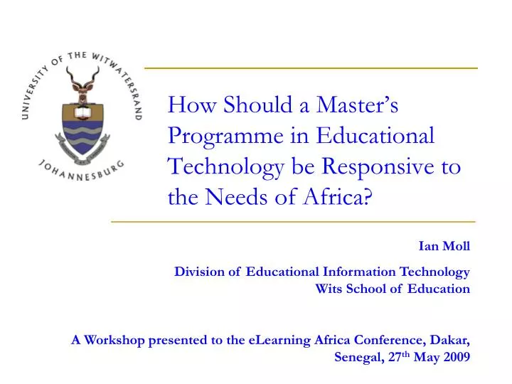 how should a master s programme in educational technology be responsive to the needs of africa
