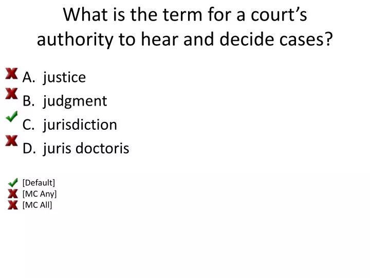 what is the term for a court s authority to hear and decide cases