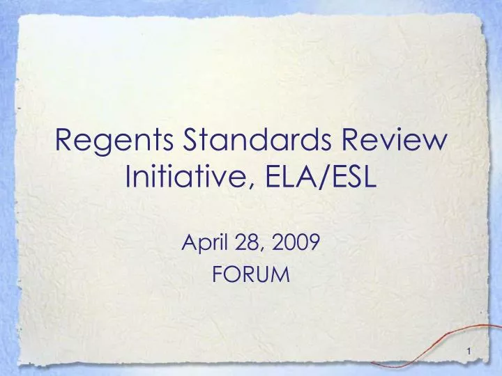 regents standards review initiative ela esl