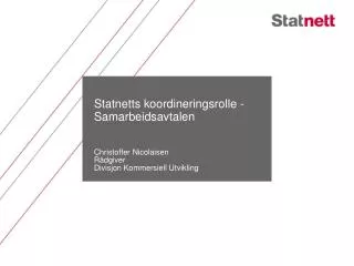 statnetts koordineringsrolle samarbeidsavtalen