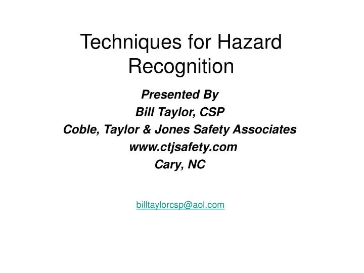 techniques for hazard recognition