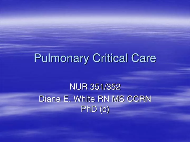 pulmonary critical care