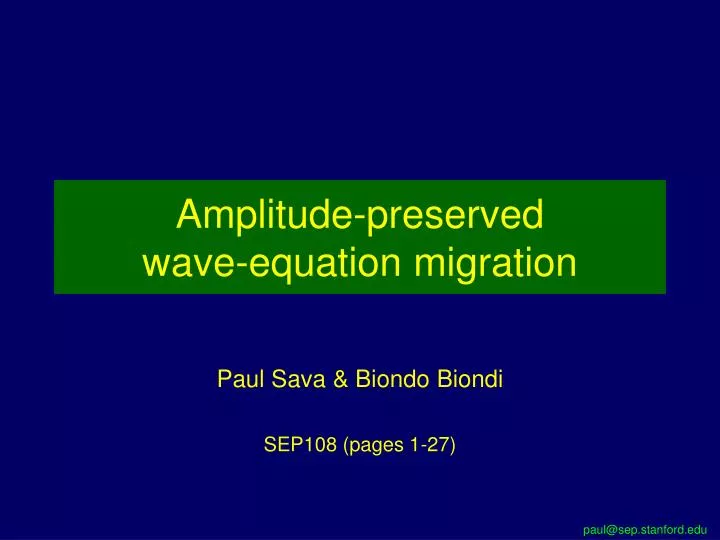 amplitude preserved wave equation migration