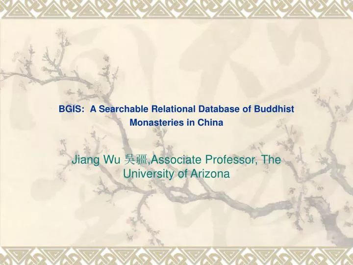bgis a searchable relational database of buddhist monasteries in china
