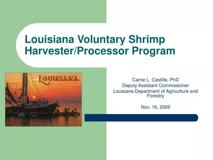 louisiana voluntary shrimp harvester processor program