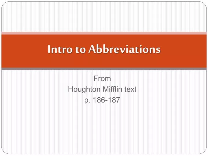 intro to abbreviations