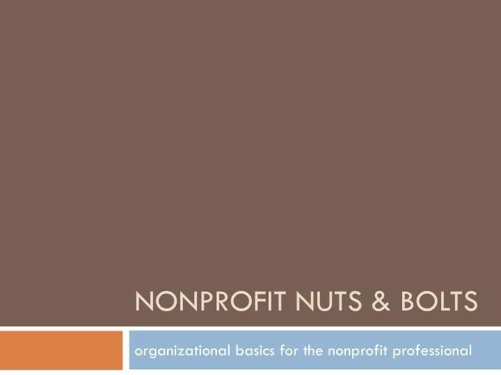nonprofit nuts bolts
